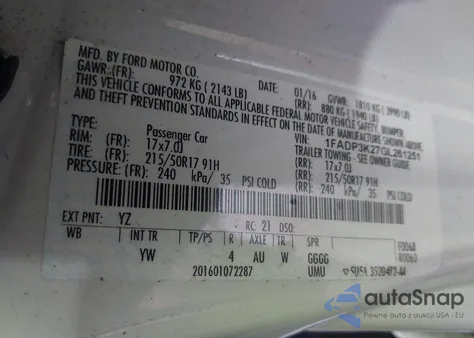 2016 Ford Focus Se из США, поврежденный, VIN 1FADP3K27GL261251